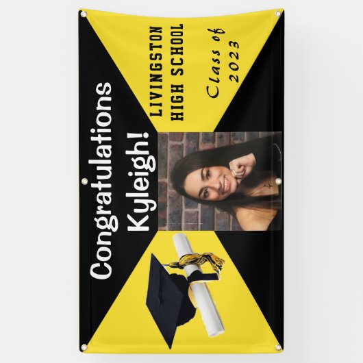 Foto van zwart en geel Afstuderen van vinyl Spandoek (Verticaal)