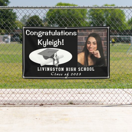 Foto van zwart, grijs en wit Afstuderen Spandoek (Insitu)