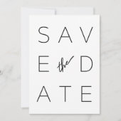 Foto van zwart-wit modern, minimalistisch script save the date (Voorkant)