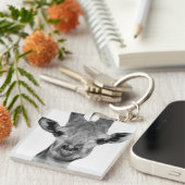 Foto van zwarte en witte Giraffe Sleutelhanger (Voorkant Rechts)