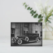 Foto van zwarte en witte vlekauto briefkaart (Staand voorkant)