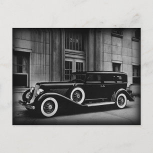 Foto van zwarte en witte vlekauto briefkaart