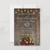 Foto, veldbloemen & bladmonogram - Rood Save The Date (Achterkant)