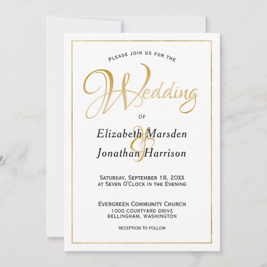 Foto Vele Waters Scripting Elegant Gold Script Kaart (Voorkant)