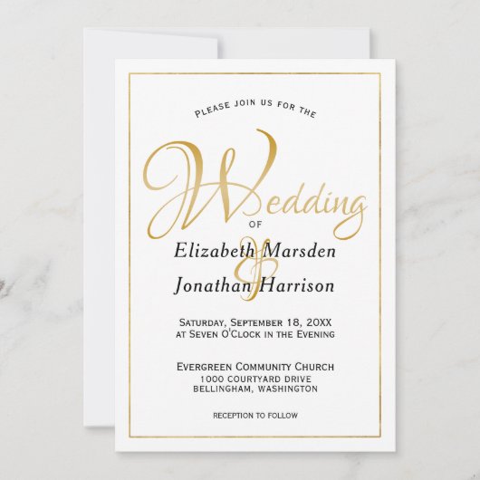 Foto Vele Waters Scripting Elegant Gold Script Kaart (Voorkant)