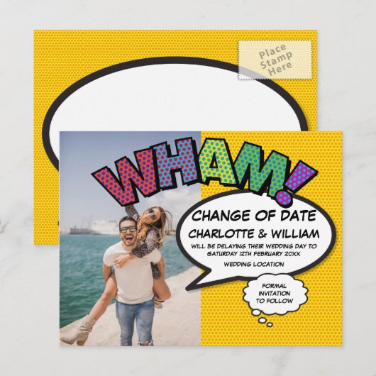 Foto Verandering van Datum Leuk Modern Comic Briefkaart (Voorkant / Achterkant)