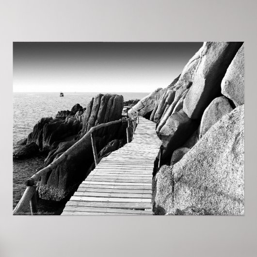 Foto "Verbluffende Wooden Path in Black and White" Poster (Voorkant)