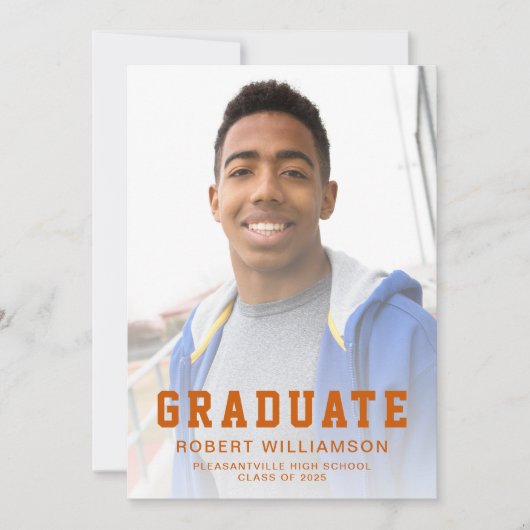 Foto verbrand Sinaasappel Sportief Afstuderen Aank Kaart (Voorkant)