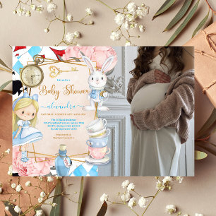 Foto Verhaal Boek Alice in Wonderland Baby shower Kaart
