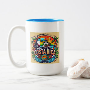 Foto verhuizen naar Costa Rica Tweekleurige Koffiemok