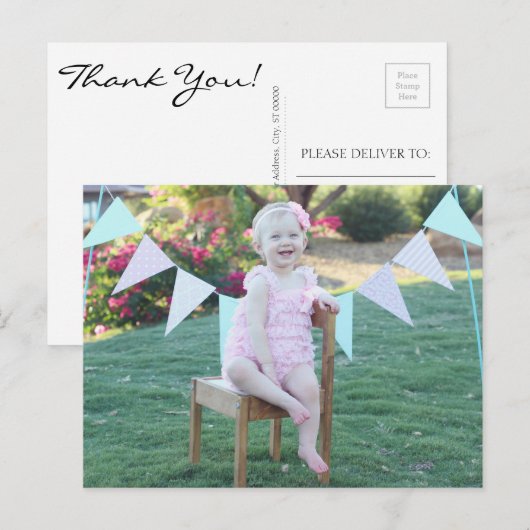 Foto Verjaardag Bedankt Card Briefkaart (Voorkant / Achterkant)