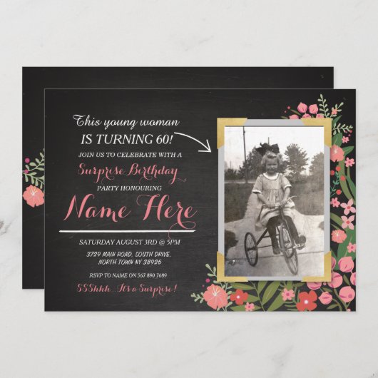 Foto Verjaardag  Bloemen Nodig elke leeftijd Vrouw Kaart (Voorkant / Achterkant)