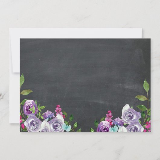 Foto Verjaardag Bloemen Rustiek Krijt Paarse Uitno Kaart (Achterkant)