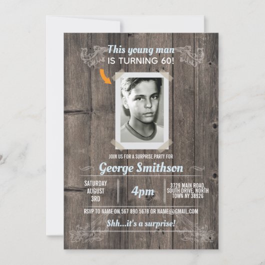 Foto Verjaardag  Blue Surprise Uitnodigingen (Voorkant)