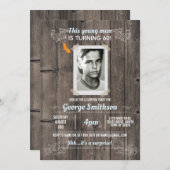 Foto Verjaardag  Blue Surprise Uitnodigingen (Voorkant / Achterkant)