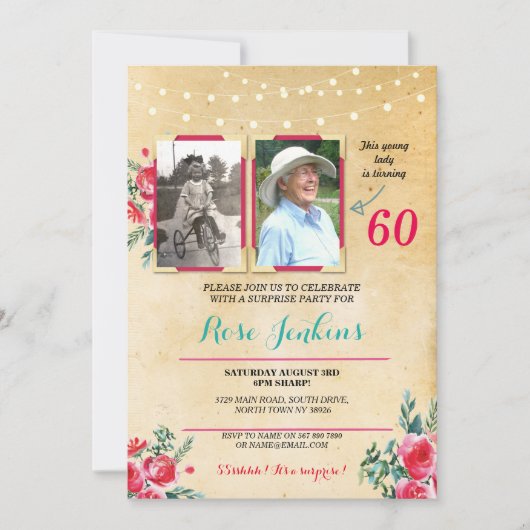 Foto Verjaardag Elke Leeftijd Bloemen 2 Afbeelding Kaart (Voorkant)