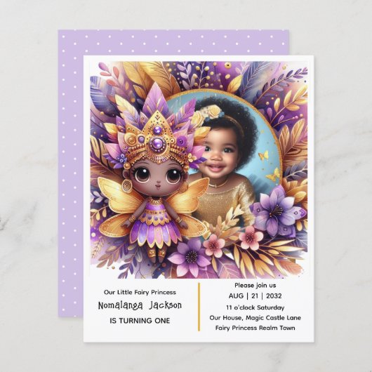 Foto Verjaardag Kleine Zwarte Fee Afrikaans Paars (Voorkant / Achterkant)