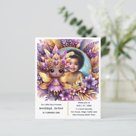 Foto Verjaardag Kleine Zwarte Fee Afrikaans Paars (Staand voorkant)