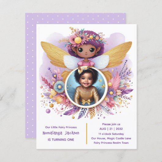 Foto Verjaardag Kleine Zwarte Fee Afrikaanse Paars (Voorkant / Achterkant)