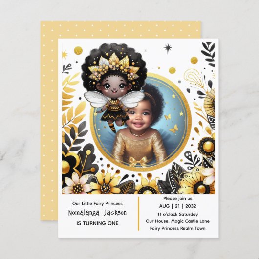 Foto Verjaardag Kleine Zwarte Fee Afrikaanse Prins (Voorkant / Achterkant)