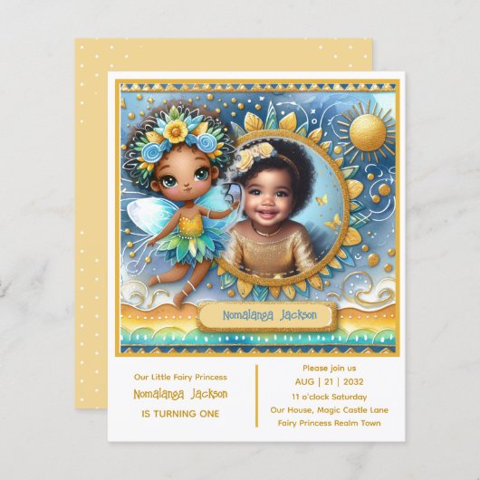 Foto Verjaardag Kleine Zwarte Fee Afrikaanse Prins (Voorkant / Achterkant)