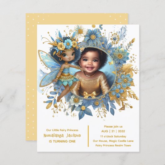 Foto Verjaardag Kleine Zwarte Fee Afrikaanse Prins (Voorkant / Achterkant)