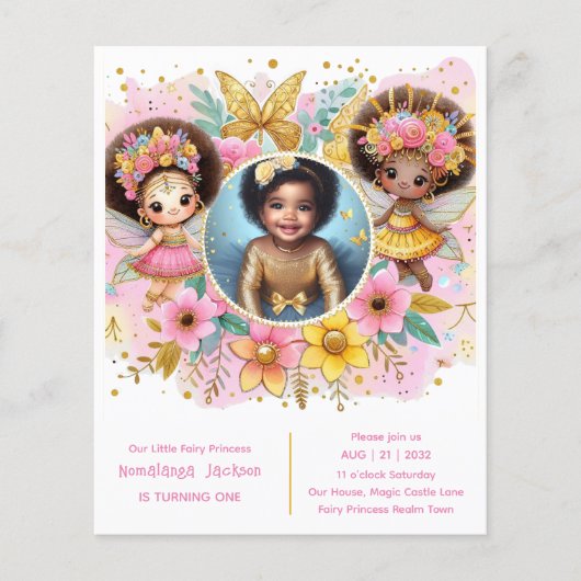 Foto Verjaardag Kleine Zwarte Fee Afrikaanse Roze (Voorkant)