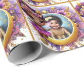 Foto Verjaardag Kleine Zwarte Fee Paars Geel Cadeaupapier (Rol Hoek)