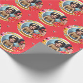 Foto Verjaardag Kleine Zwarte Fee Rood Goud Cadeaupapier (Hoek)