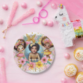 Foto Verjaardag Little Black Fairy Afrikaans Roze Papieren Bordje (Feest)