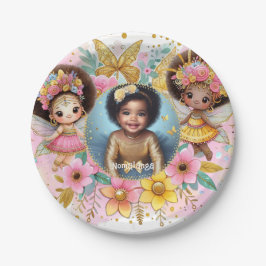 Foto Verjaardag Little Black Fairy Afrikaans Roze Papieren Bordje