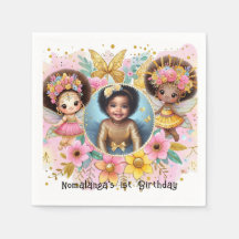 Foto Verjaardag Little Black Fairy Afrikaans Roze