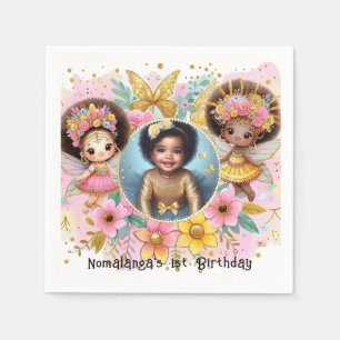Foto Verjaardag Little Black Fairy Afrikaans Roze Servet