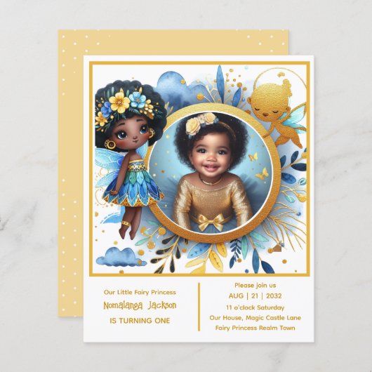 Foto Verjaardag Little Black Fairy Afrikaanse prin (Voorkant / Achterkant)