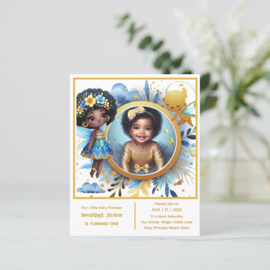 Foto Verjaardag Little Black Fairy Afrikaanse prin (Staand voorkant)