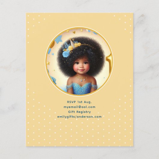 Foto Verjaardag Little Black Fairy Afrikaanse prin (Achterkant)