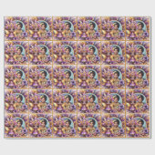 Foto Verjaardag Little Black Fairy Paarse Geel Cadeaupapier (Vlak)