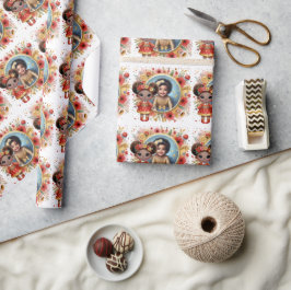 Foto Verjaardag Little Black Fairy Red Gold Cadeaupapier