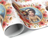 Foto Verjaardag Little Black Fairy Red Gold Cadeaupapier (Rol Hoek)