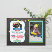 Foto Verjaardag Party Truck Car Monster Smash Kaart (Staand voorkant)