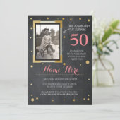 Foto Verjaardag stijl Chalk Gold Invitation Kaart (Staand voorkant)