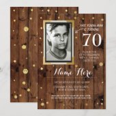 Foto Verjaardag  stijl Hout Elke leeftijd Uitnodig Kaart (Voorkant / Achterkant)