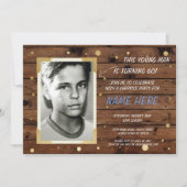 Foto Verjaardag stijl Hout Uitnodigen 40e 60e Kaart (Voorkant)