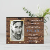 Foto Verjaardag  stijl Hout Uitnodigen 40e 60e Kaart (Staand voorkant)