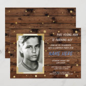 Foto Verjaardag  stijl Hout Uitnodigen 40e 60e Kaart (Voorkant / Achterkant)