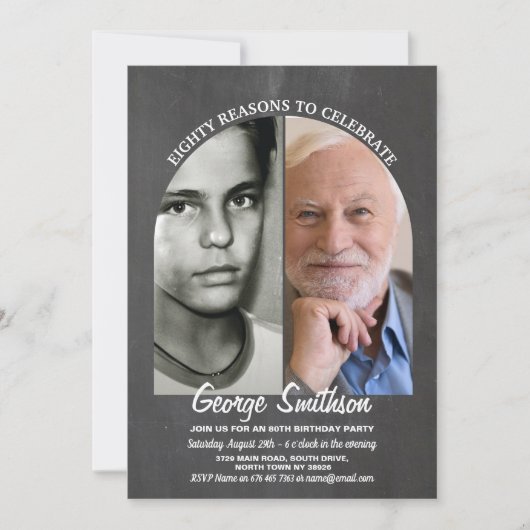 Foto Verjaardag  Style Chalk 2 afbeeldingen Mannen Kaart (Voorkant)