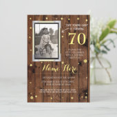 Foto Verjaardag Style Wood Gold Invitation Kaart (Staand voorkant)