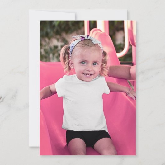 Foto Verjaardag Uitnodigen Meisje Roze Cupcake Uit Kaart (Achterkant)