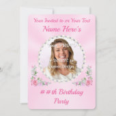 , FOTO Verjaardag Uitnodiging Kaart, voor Haar (Voorkant)