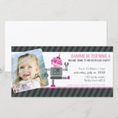 FOTO VERJAARDAG UITNODIGING:: robot dansen 5L (Voorkant / Achterkant)